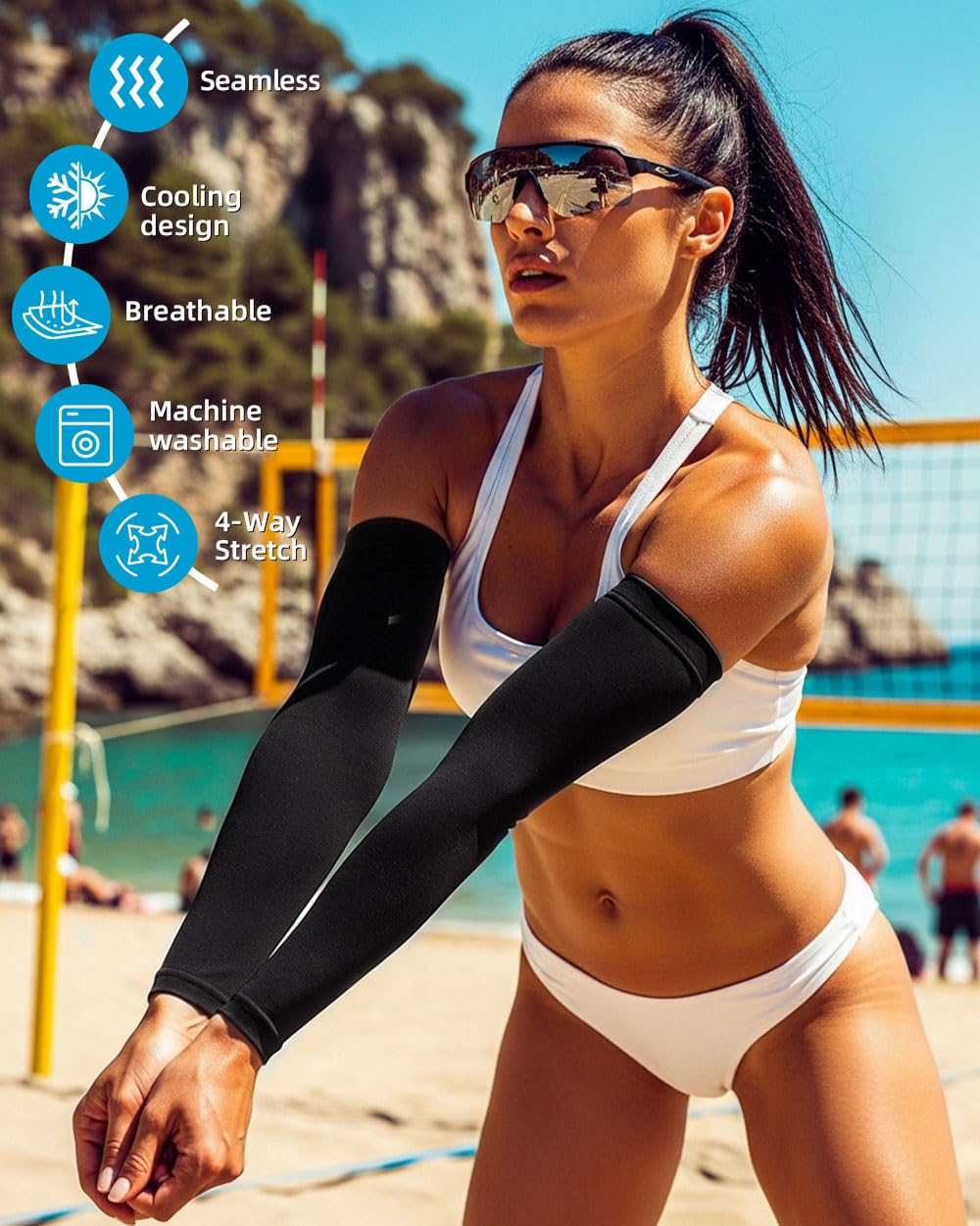 BHYTAKI Manchons de compression rafraîchissants pour homme et femme, protection solaire UPF50 UV pour le travail, le sport, le tatouage