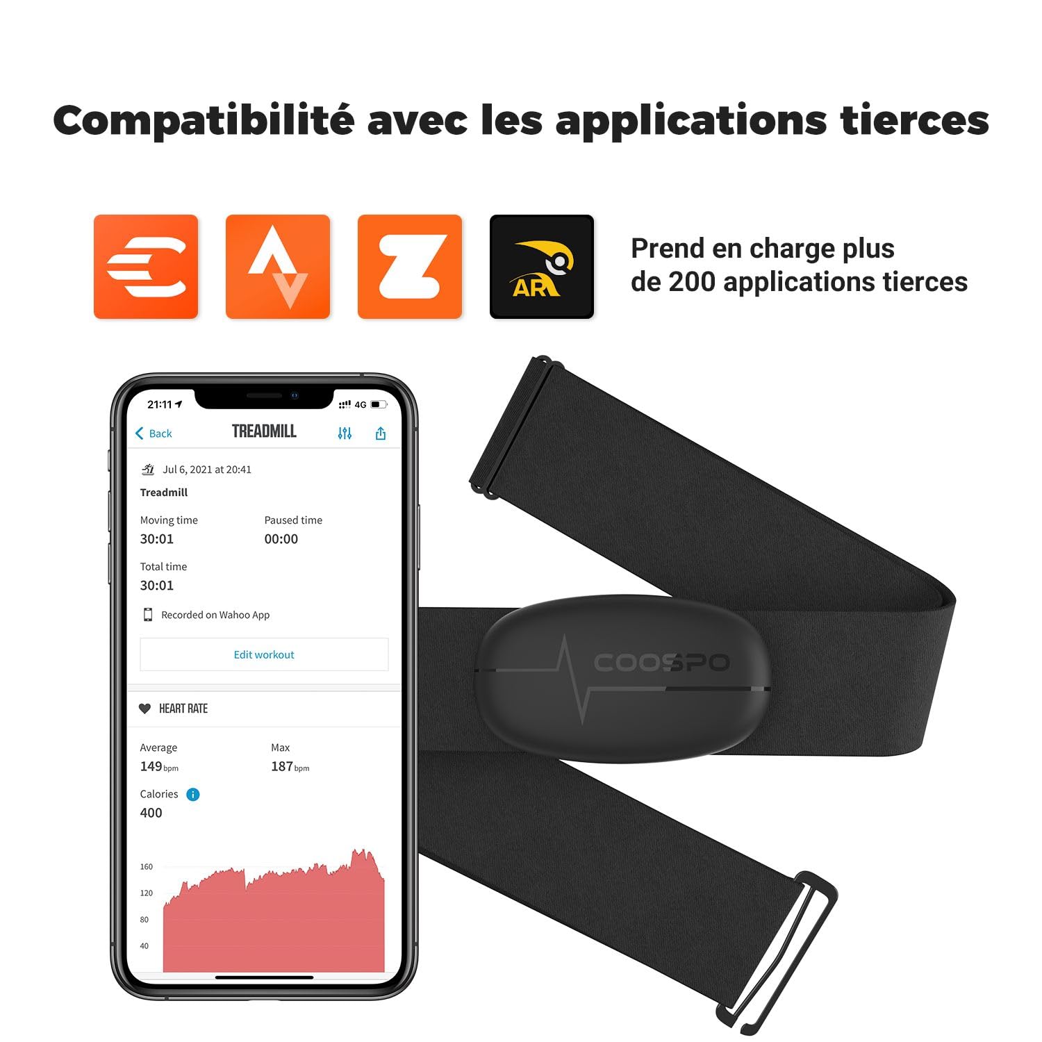 COOSPO H6 Capteur de Frequence Cardiaque Bluetooth Ant+, Moniteur Frequence Cardiaque ECG/EKG, Compatible avec Wahoo, adidas, Coosporide, Polar Beat, Kinomap et Plus Encore