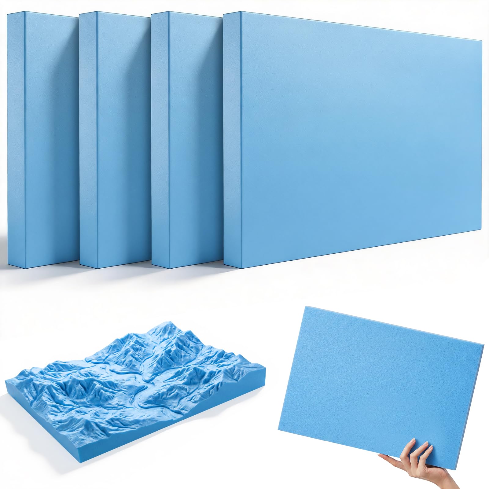 Yimomoyi 4 Pack Foam Board for Crafts, Polystyrene Foam Boards High Density Craft Foam Sheets 20mm Thick Foam Board Rectangle Foamboard for DIY Crafts, Modelling, Sculpture (40x29x2CM)
