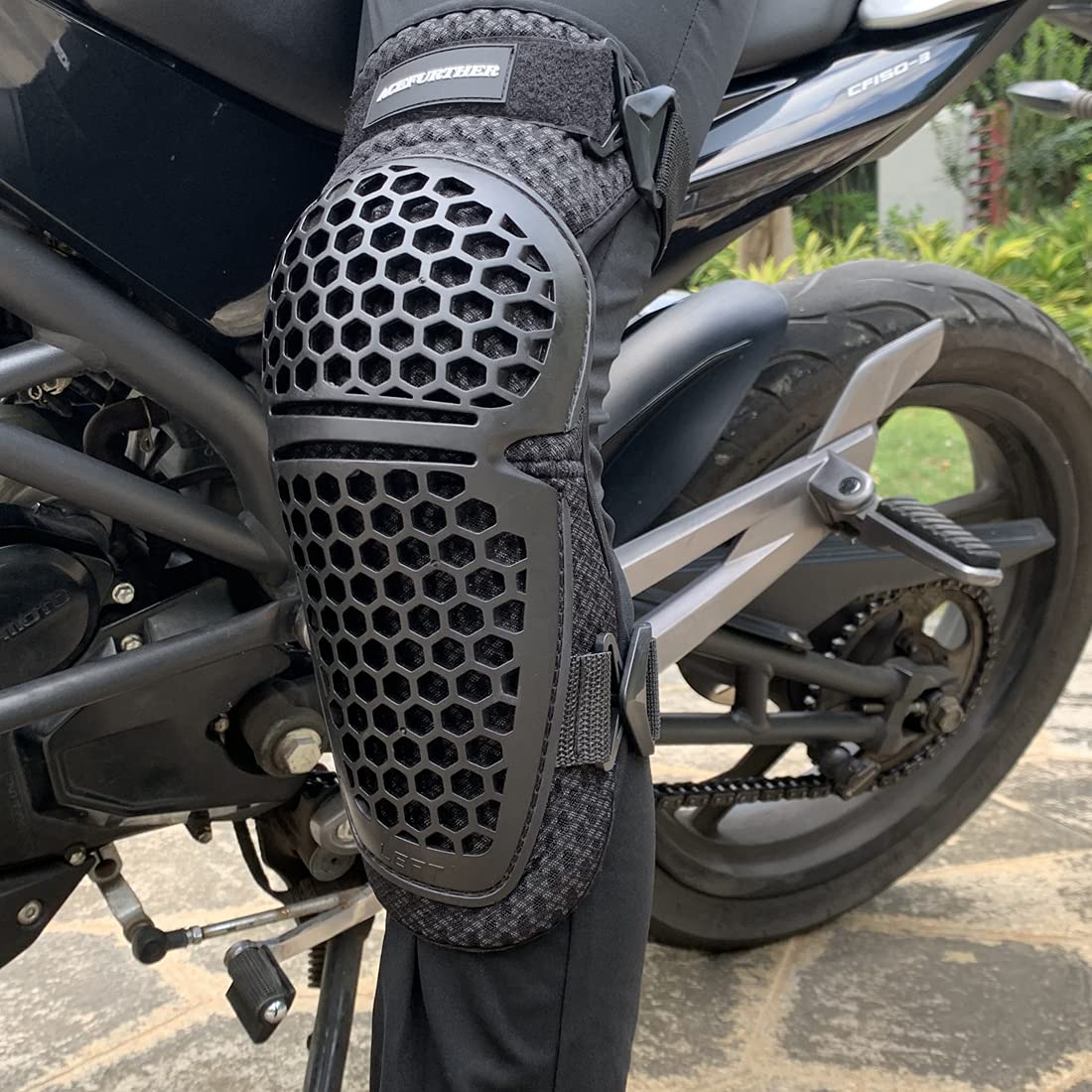 ACEFURTHER Pre-Bending Motorcycle Knee and Elbow Guards, Breathable Knee Protector, Black Adjustable Knee and Shin Protective Gear Set For Dirt Bike Motorcross (Knee and Elbow Guards)) : Automotive