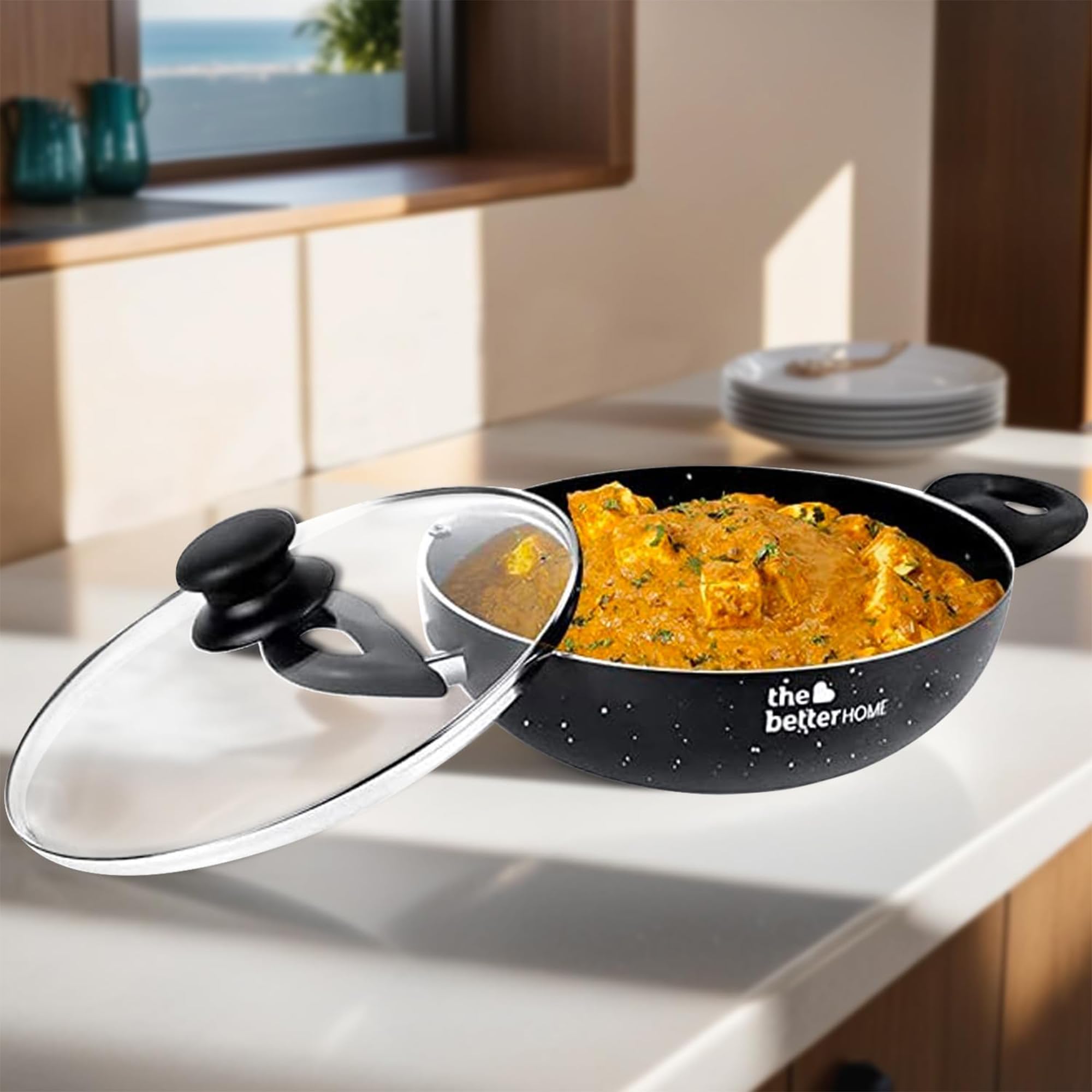 The Better Home Granite Non Stick Kadai with Lid (3mm, 2.5L-24cm)| Gas & Induction Kadai Wok |Hard Anodised Kadai For Deep Frying | Nonstick Kadai |3 Layer Nonstick Coating | Non Stick Kadhai With Lid (B0BFVS8KMQ) Amazon Price History, Amazon Price Tracker