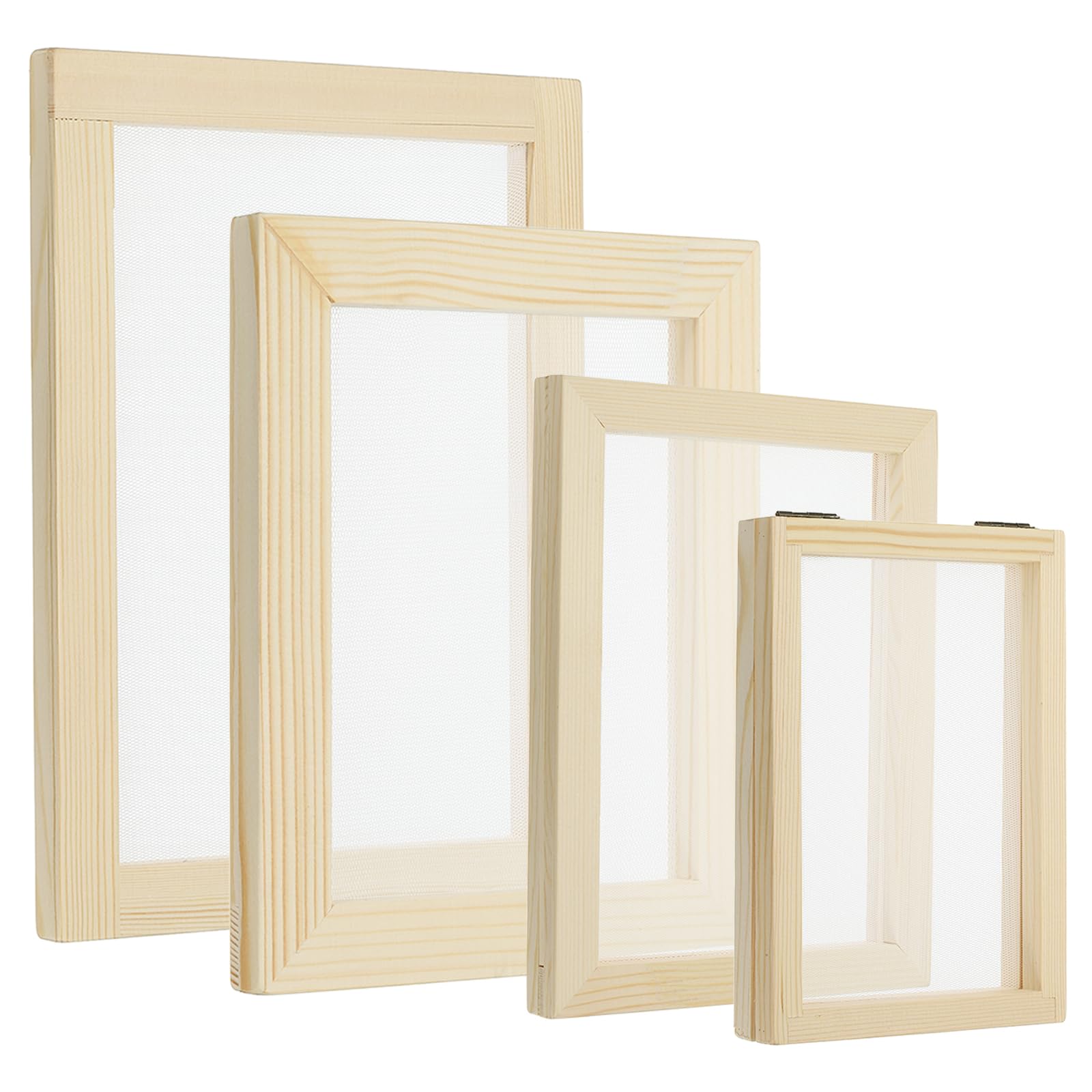 PATIKIL 4 Sizes Wooden Paper Making Screen Set