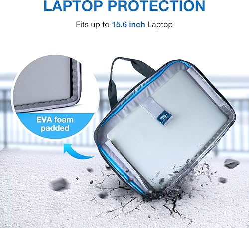 Miniatura 4 de Bolsa para laptop, BAGSMART Maletín para laptop de 15.6 pulgadas para hombres y mujeres, Maletín para trabajo y viajes de negocios, Negro puro, 15.6