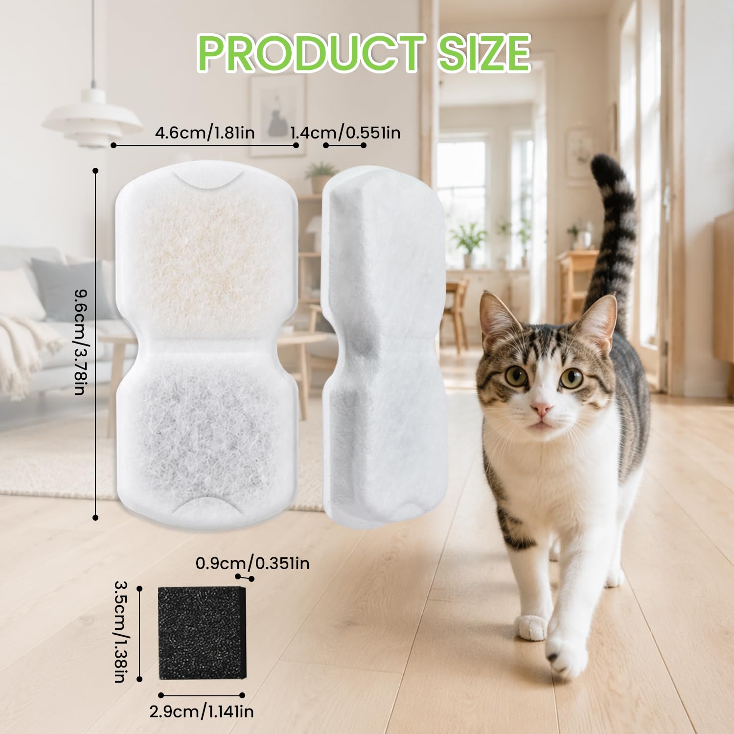 32 Stück Katzenbrunnen Filter, Ersatzfilterkartusche für Haustier Wasserspender Kompatibel Katzenbrunnen aus Edelstahl Katzen Wasserspender Brunnenfilter, 16 Kohlefilter + 16 Schaumfilter