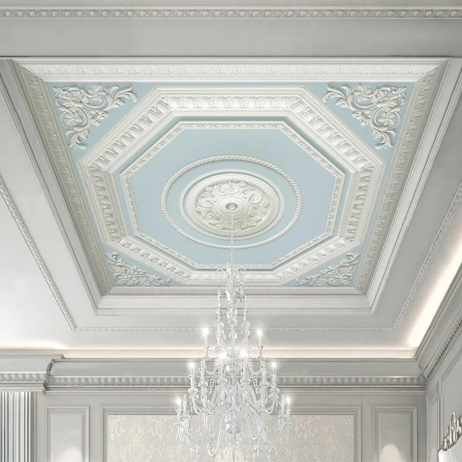 Papier peint mural 3d pour plafond en plâtre gaufré élégant