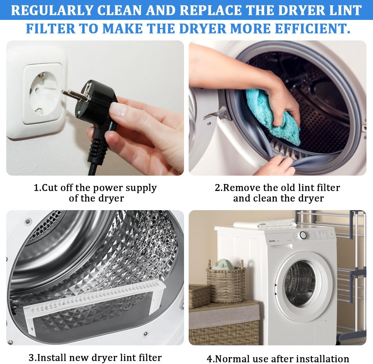 WP33001808 Dryer Lint Filter Screen Compatible with Whirlpool Maytag Dryer Replacement 33001808 AH2035632 PS2035632 MDG7500 MDG7600 MDG5500 MDE7500 MDE5500 MDE4000 Dryer Parts Lint Trap