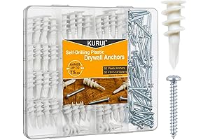 KURUI Wall Screws for Hanging, Heavy Duty 75 LB Plastic Drywall Anchor...