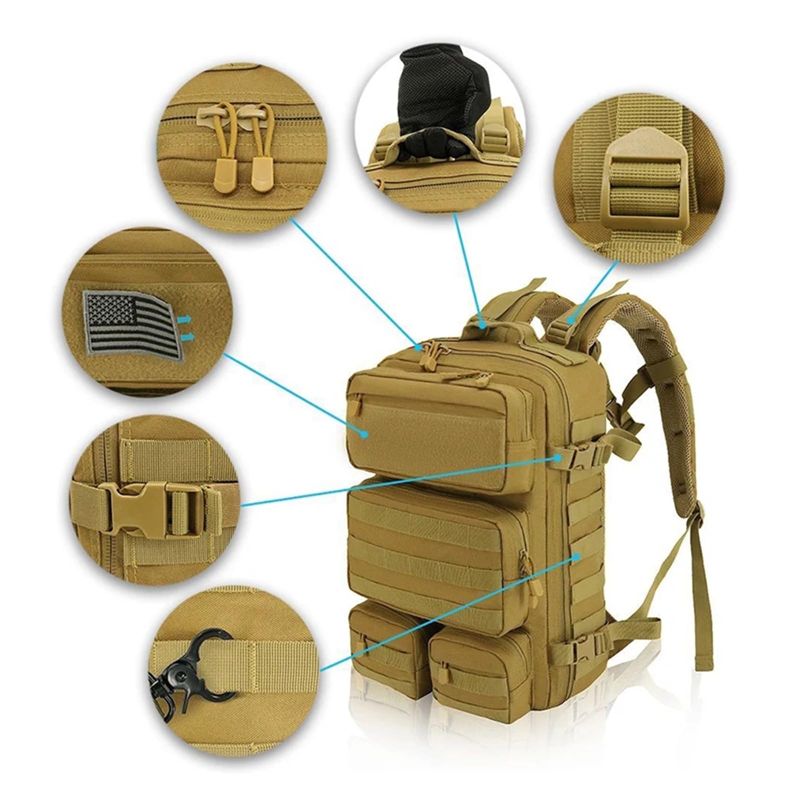 Zaino tattico da arrampicata Sport Outdoor Camping Caccia Pesca Escursionismo Borsa Grande Molle Storage Bagagli da Viaggio Multi-tasca