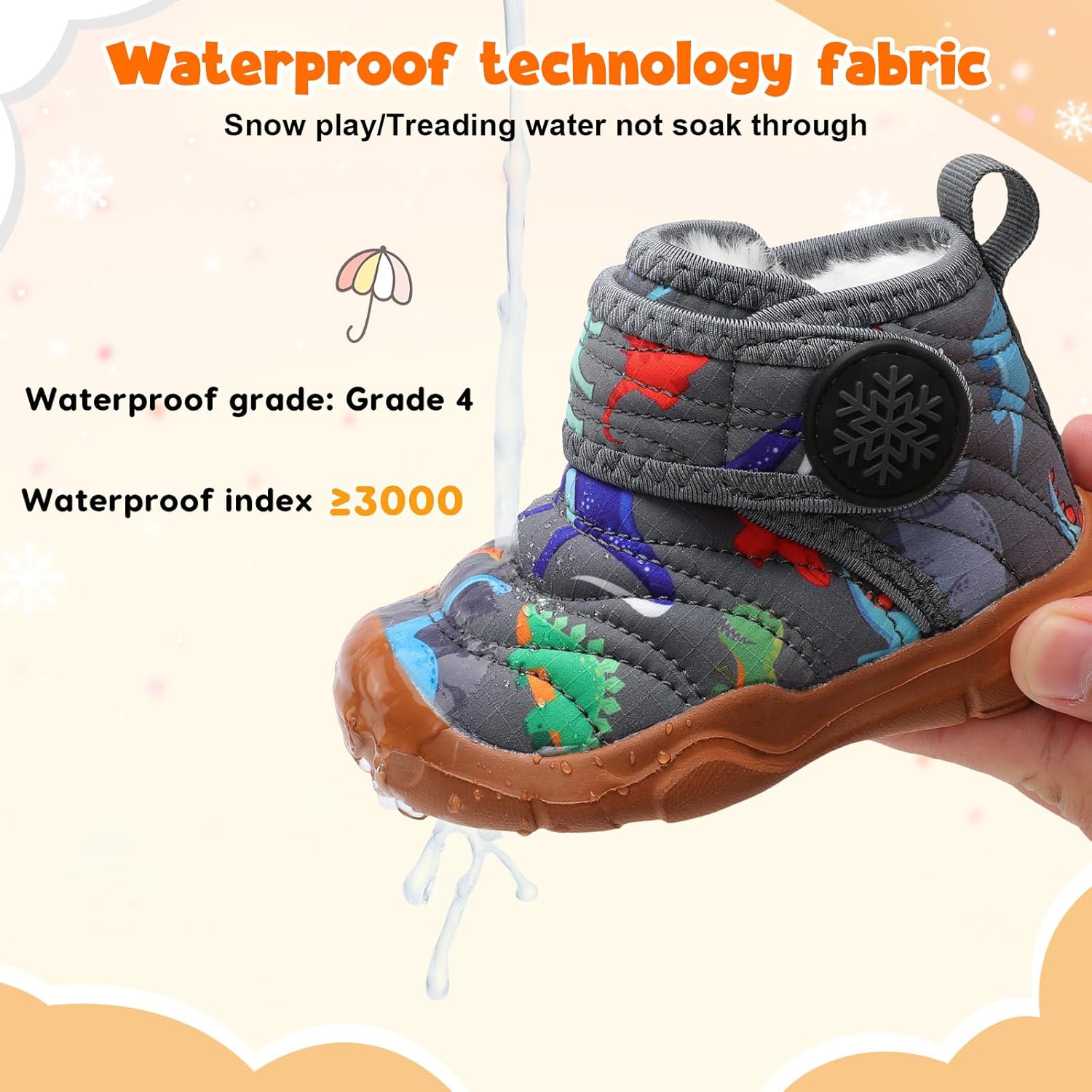 FEETCITY Baby Winter Warm Shoes Cozy Fleece Snow Boots Boys Girls Infant First Walking Shoes Water Resistance Booties - Image 3