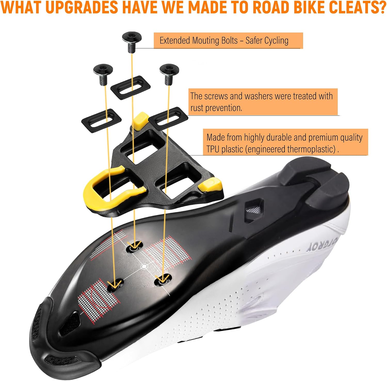 Road Bike Cleats Compatible with Shimano SPD-SL Pedals | Replacement For Shimano SH-10 SH-11 SH-12 Cleats,Outdoor Indoor Durable 3-Hole Cycling Shoe Men Women Clips.