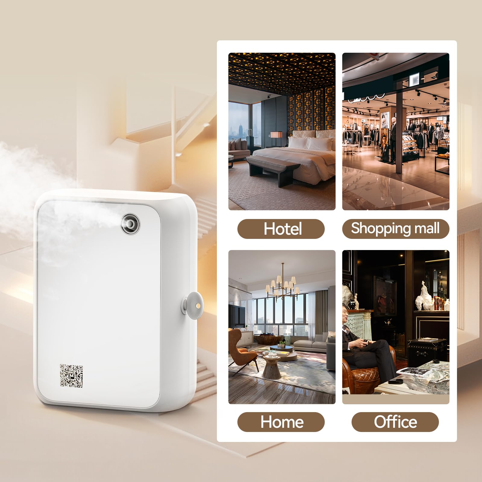 Diffusore intelligente per aromaterapia con Bluetooth, 500 ml, senza acqua, diffusore di oli essenziali per tutta la casa, ufficio, spa e studio yoga, funzione timer e funzionamento silenzioso, bianco