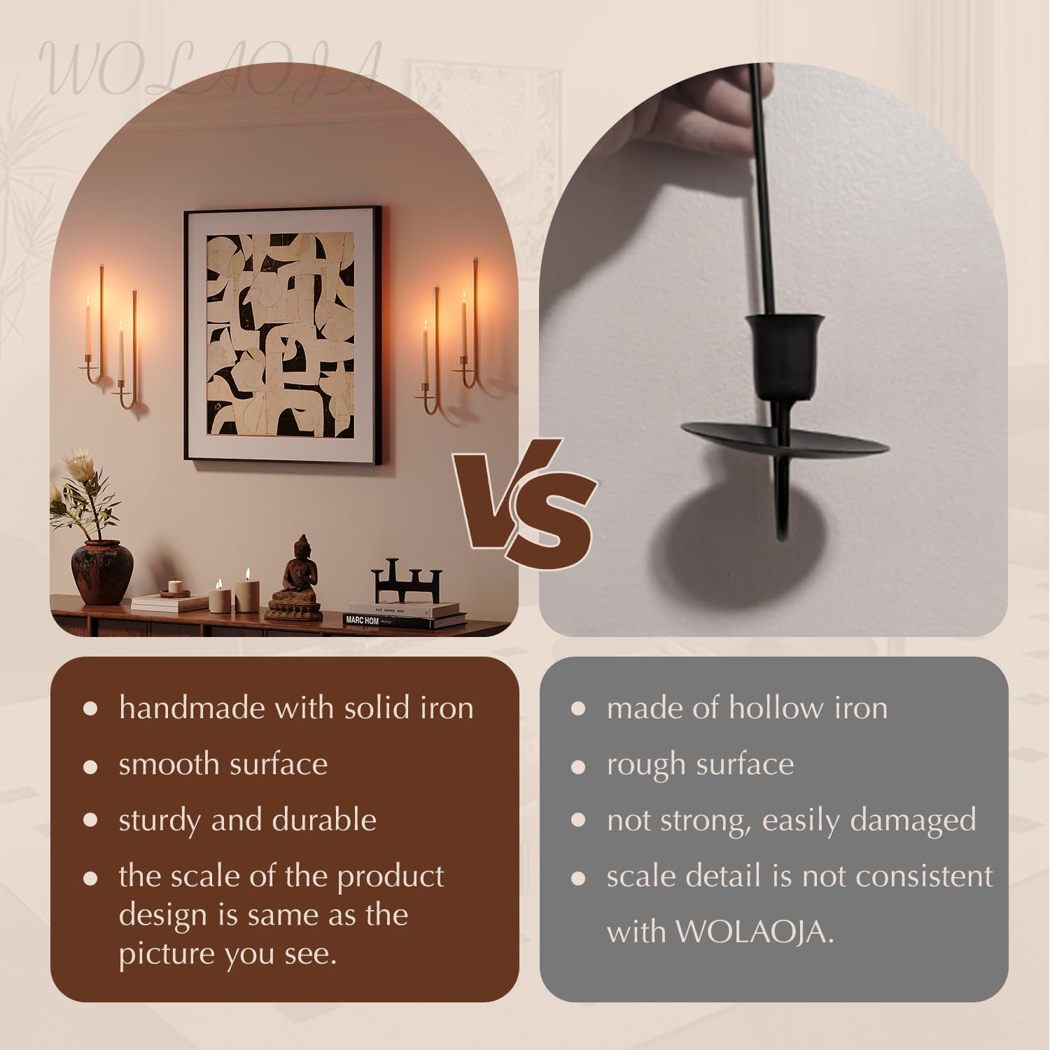Juego de 4 candelabros de pared de metal, soporte para velas, soporte de pared de latón, candelabros modernos para colgar en la sala de estar, casa de campo, chimenea, boda