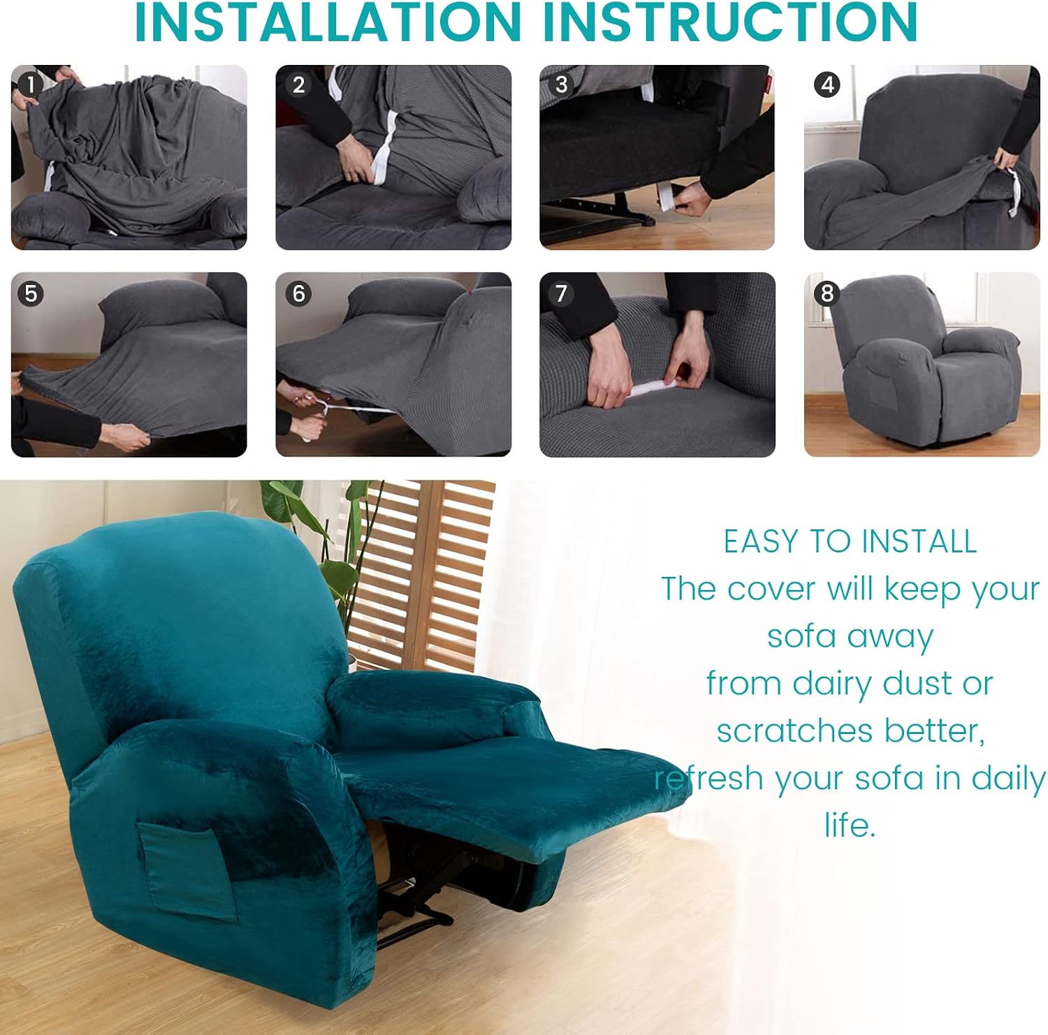Recliner Chair Cover 1 Seater - Image 5