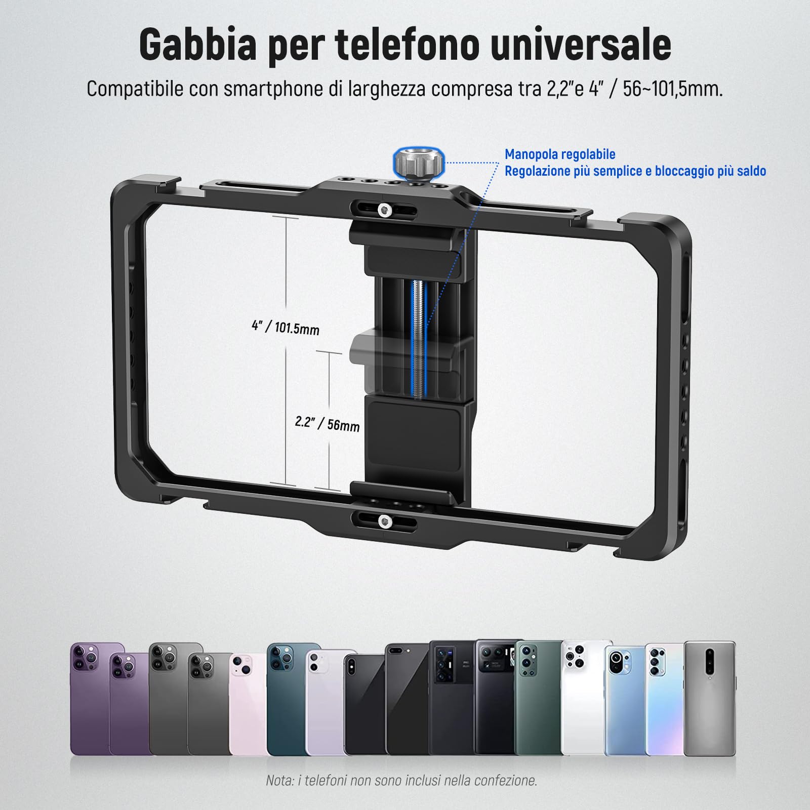 NEEWER Kit Phone Rig per Vlog Aggiornato, Stabilizzatore Video Cage con 2 Maniglie Slot per Mic Wireless Panno Pulizia per Video TikTok YouTube, Compatibile con iPhone Samsung Android SmallRig, PA009