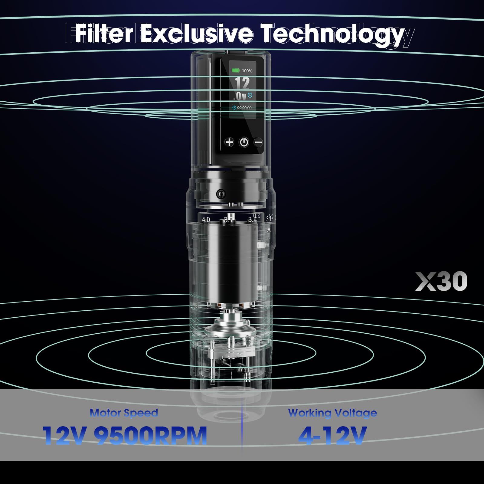 EZ Kit de Tatuaje - Kit de Máquina de Tatuar con 7 Strokes 2.0-4.0mm Máquina de Tatuar Inalámbrica, Batería de Alimentación de 1600mAh, 20Pzs Agujas Tatuaje para Tatuadores (X30)