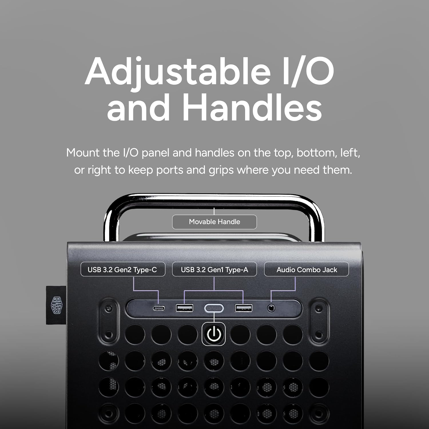 Cooler Master QUBE 540 ATX Mid-Tower PC Case – Highly Customizable Modular Computer Chassis with Movable I/O Panel, Multi-Position PSU Mount, Tempered Glass Panel & Portable Handles – Stardust Iron