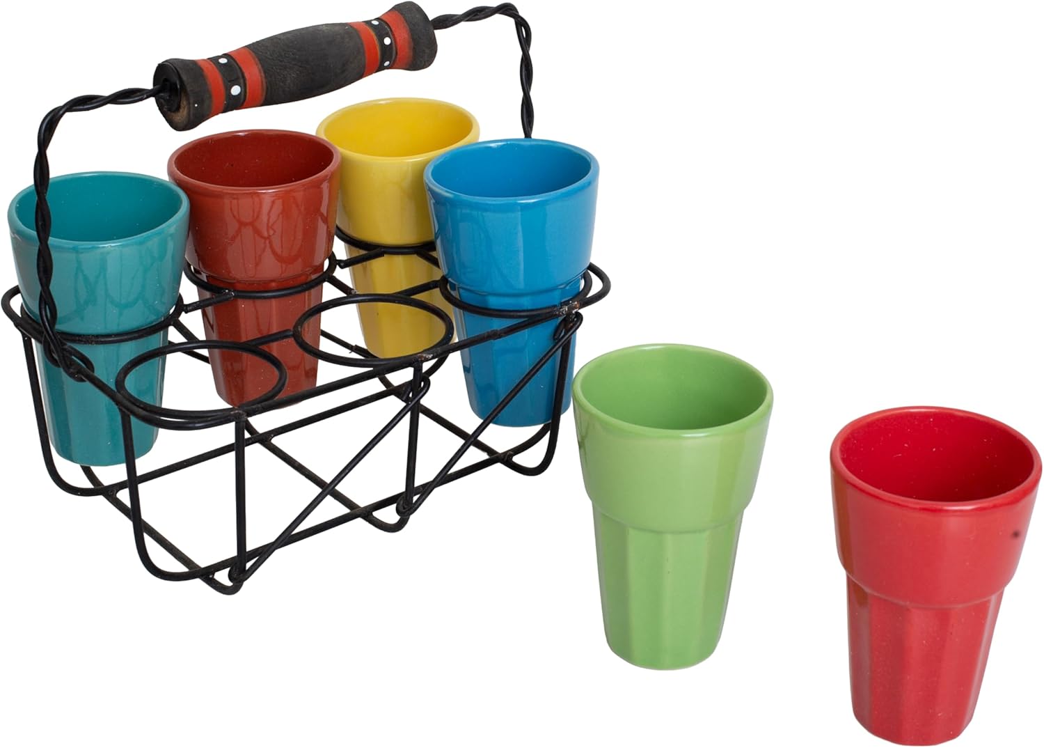 Handcrafted Set of 6 Traditional Ceramic Kulhar Kulhad Chai Tea Coffee Serving Cup Mug Set With Stand, Glazed Earthenware Finish Artisanal Studio Pottery Food & Microwave Safe Rustic & Eco-Friendly