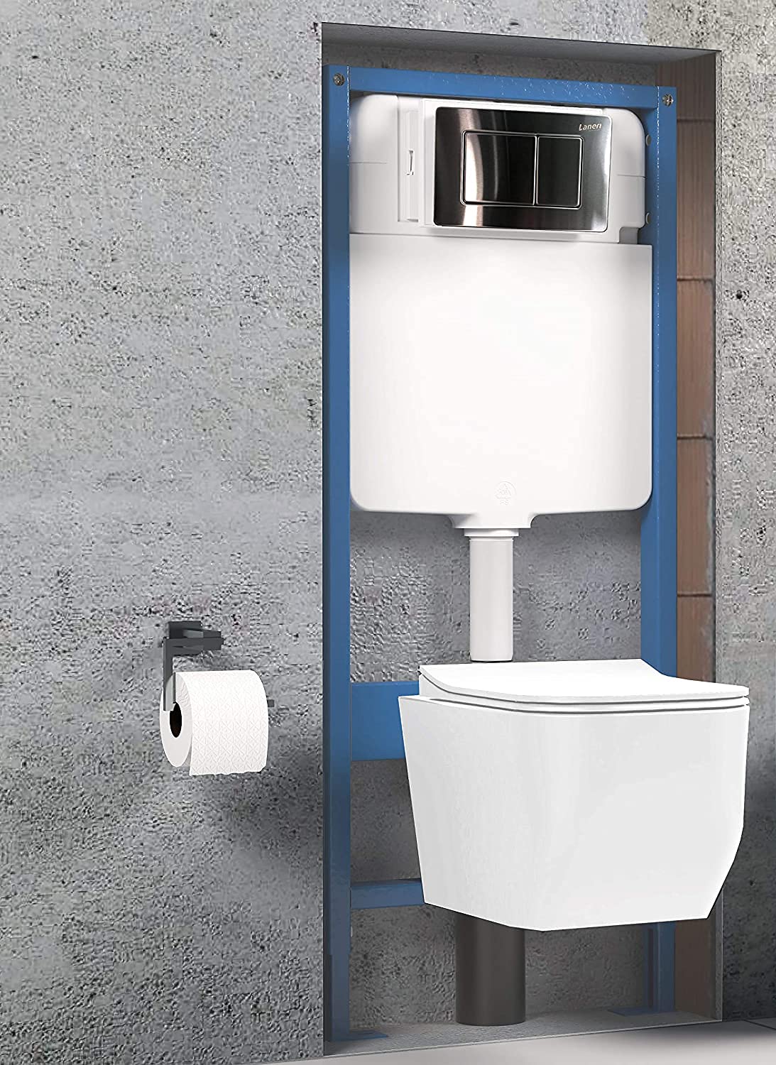 Bastidor de soporte para bide, bastidores de soporte con cisterna oculta para inodoro completo de pulsador de acero inoxidable para sanitarios suspendidos PRODUCTO (GIO.50 + GIO.52)
