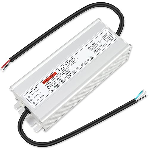 Fuente de alimentación al aire libre impermeable IP67 de 12V 100W, CA 80-265V a DC 12 voltios controlador LED, transformador, adaptador para tira de