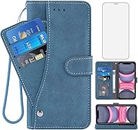 Vista 8 de Funda compatible con iPhone XR y protector de pantalla de vidrio templado, funda para monedero, tarjetero con cordón, fundas para teléfono celular