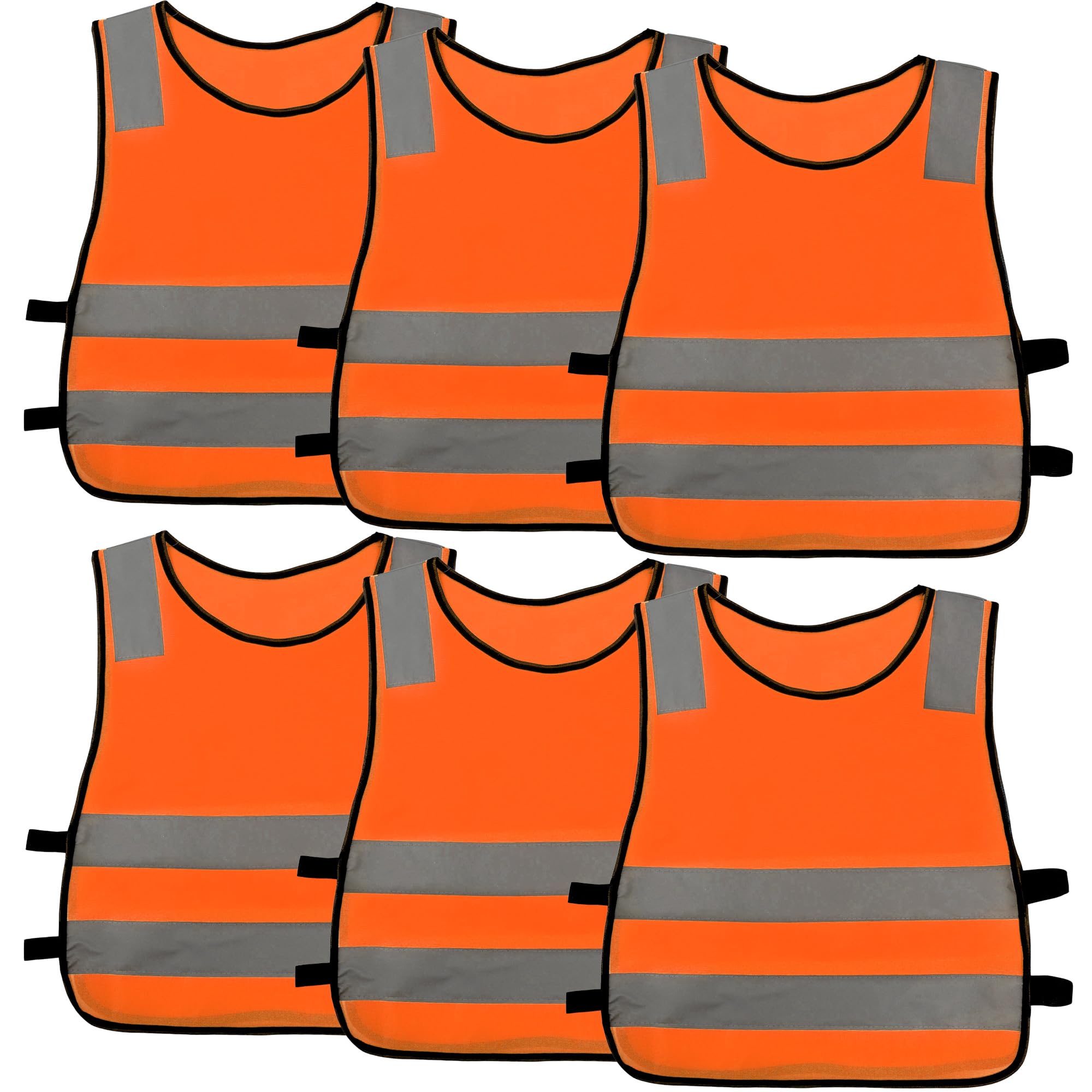 6 Pcs Kids Hi Vis Vests Children Orange High Visibility Vests Child Hi Vis Safety Vests with Reflective Strips for Boys Girls Outdoor School Activities — image 1
