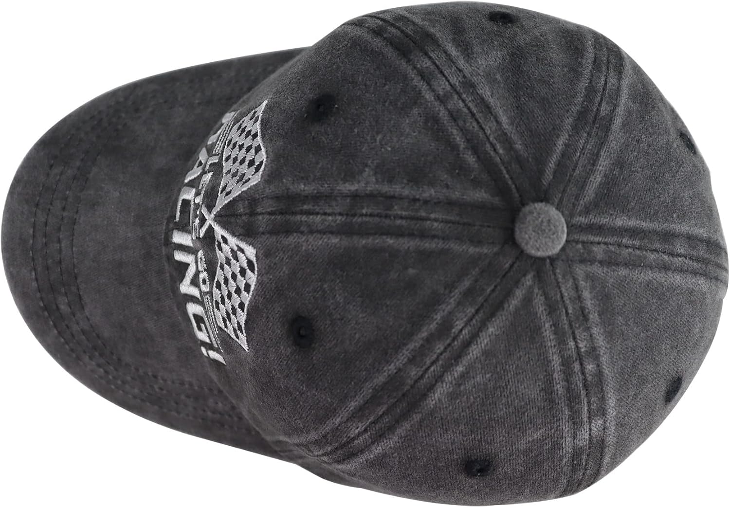Let's Go Racing Hat for Men Women, Adjustable Embroidered Washed Cotton Checkered Flags Race Car Baseball Cap - Image 5