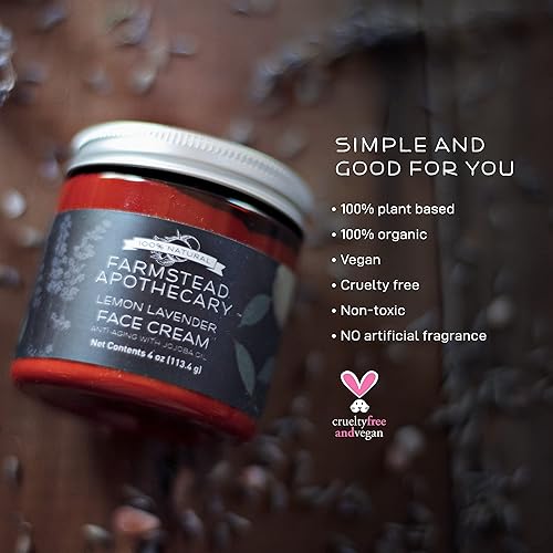 Miniatura 6 de Farmstead Apothecary Crema facial antienvejecimiento 100% natural con aceite de jojoba, 4 onzas (lavanda limón)