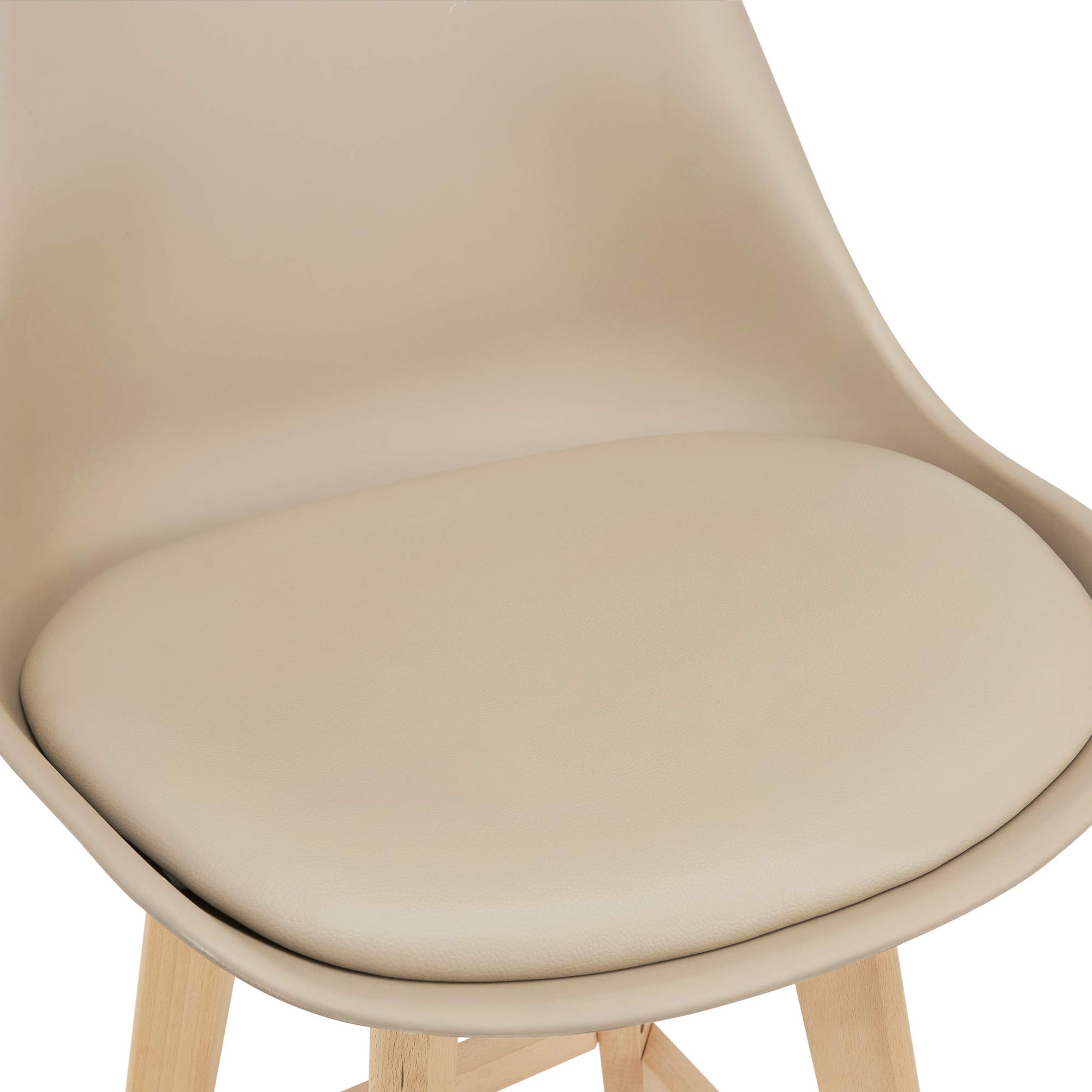 [en.casa] Juego de taburetes de Bar 105 x 48 x 58cm Set de 2X Taburetes de Cocina de diseño Asiento Acolchado Patas de Madera Haya Beige