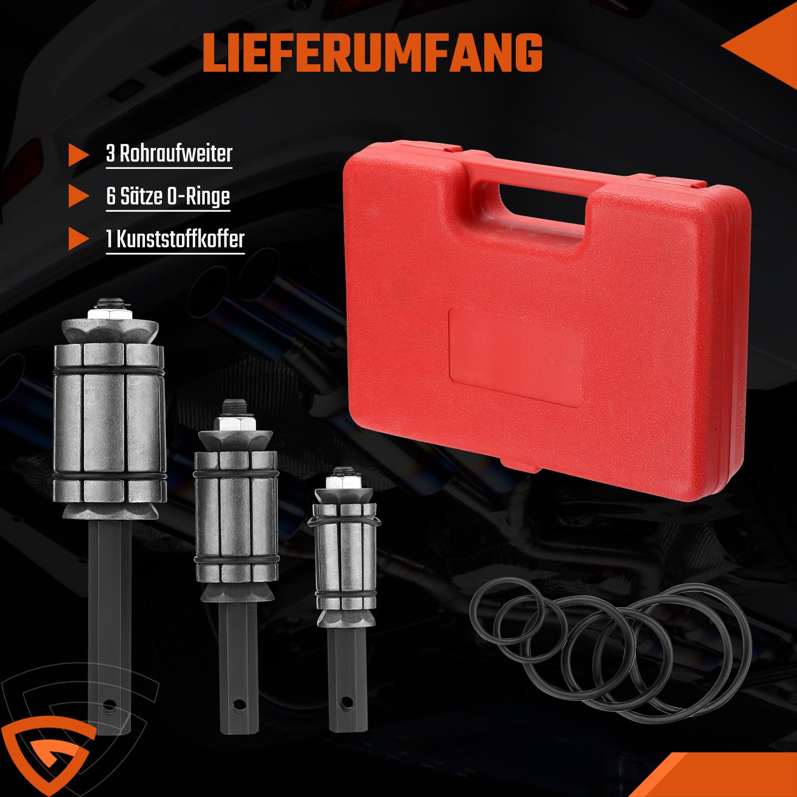 3 TLG. Rohrweiter Set 29-89 mm Auspuff Rohraufweiter Satz | Rohrexpander | Auspuffrohrformer | Rohrspreizer | Kfz Werkzeug für Auspuffanlagen | für Auto KFZ PKW