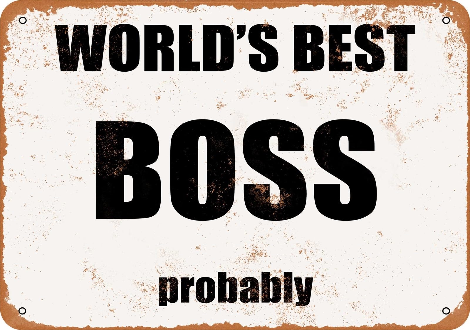 Miaomansenstore Metal Sign - World's Best Boss Probably- Vintage Look Home Decor