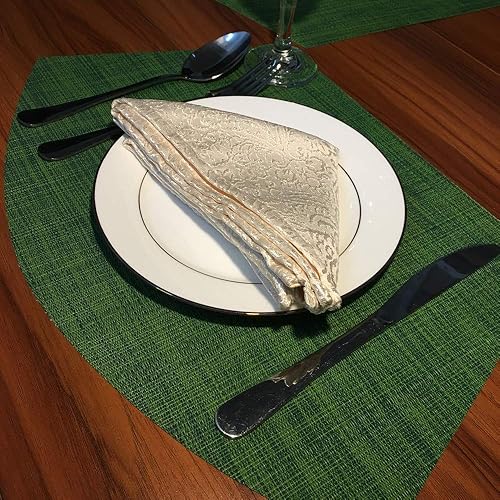 Miniatura 7 de Manteles individuales de cuña, juego de 4 manteles individuales de vinilo para mesas redondas, tejido antideslizante, resistente al calor, fácil de