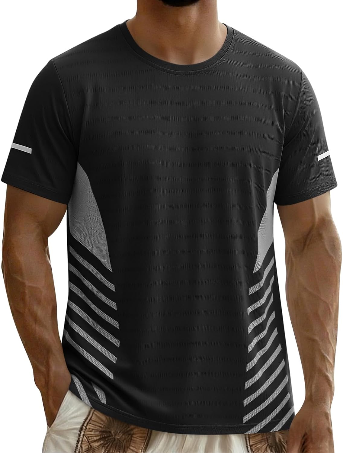 Mens Workout Shirts Quick Dry Athletic Running T-Shirts Short Sleeve Lightweight Moisture Wicking Gym Active Tee Tops