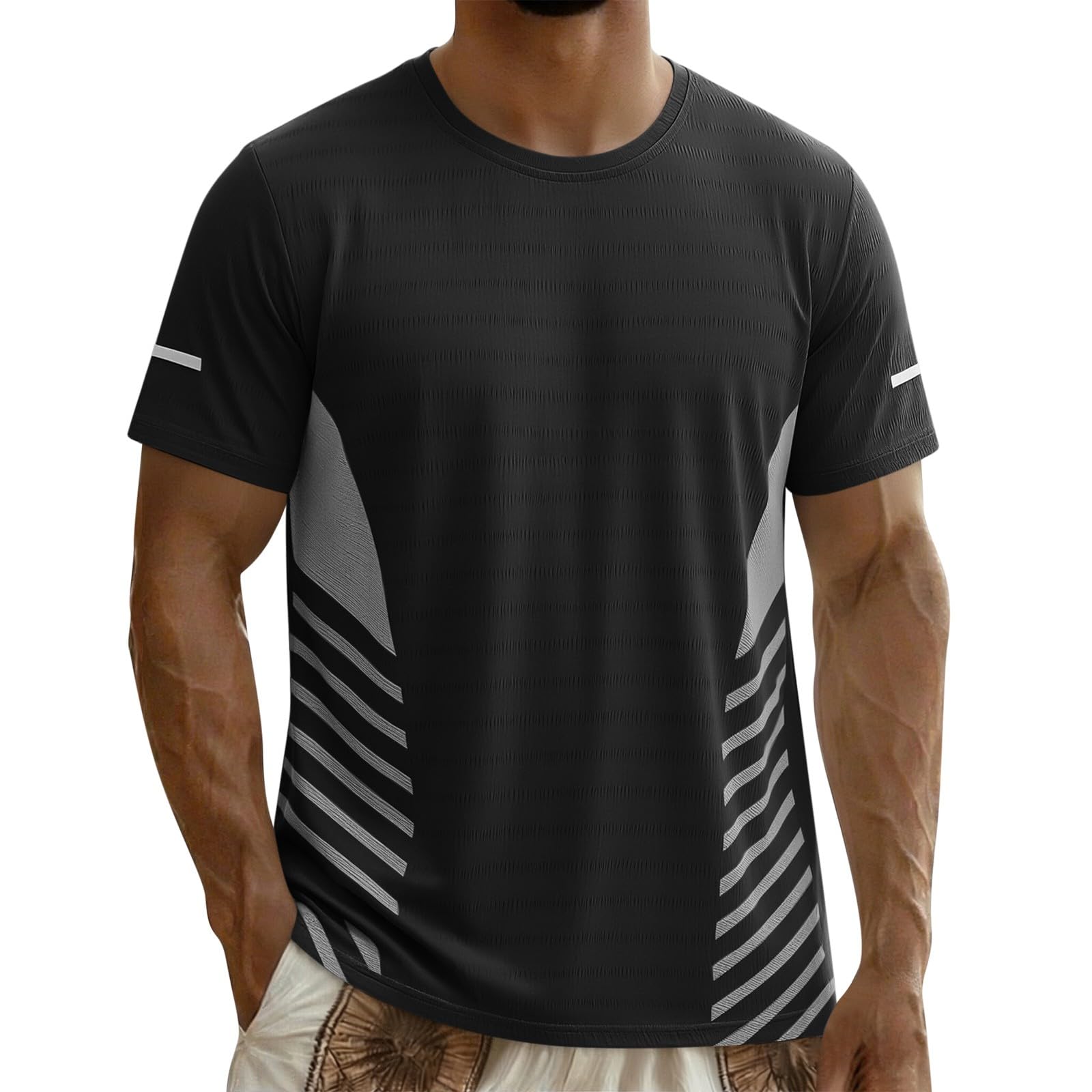 Mens T-Shirts Workout Shirts Casual Short Sleeve Athletic Quick Dry T-Shirt Lightweight Cooling Gym Running Fit Tops — view 11