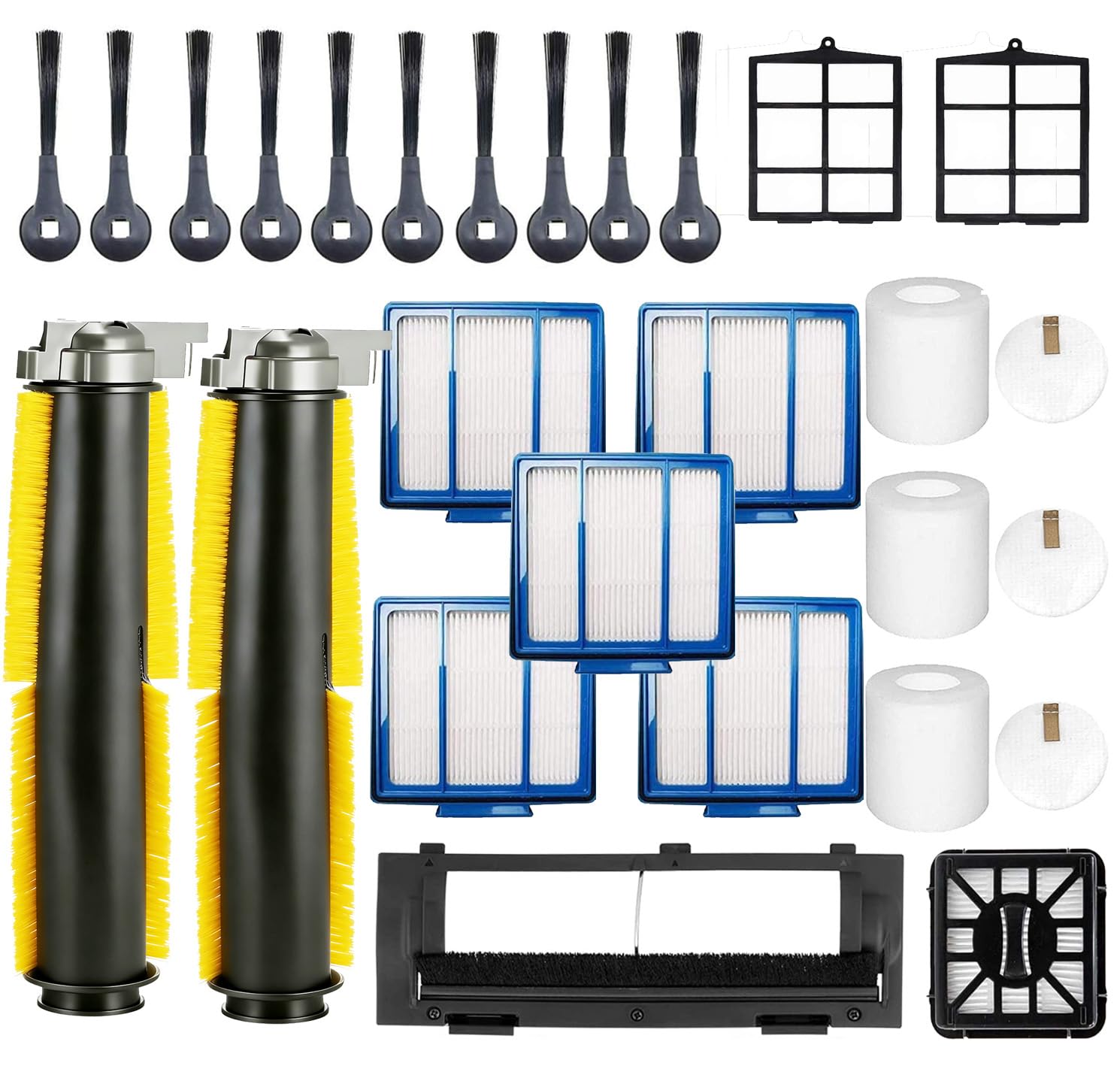 JoyBros 24pc Replacement Parts Kit Compatible with Shark IQ R101AE RV1001AE AV912S AV1002AE RV100AE UR1000SR, Brush Filter Roller Cover Self-Clean Base