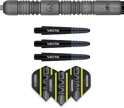 Winmau Michael Van Gerwen MvG Exact Steel Tip Darts Set - 90% Tungsten Professional Darts - Precision Grip with Prism Alpha Flights & Vecta Shafts - Available in Multiple Weights
