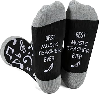 Music Teacher Gifts, Music Teacher Appreciation Gifts Musical Notes Socks for Women Men Appreciation Thank You Halloween Christmas Birthday Valentines Presents Accessories