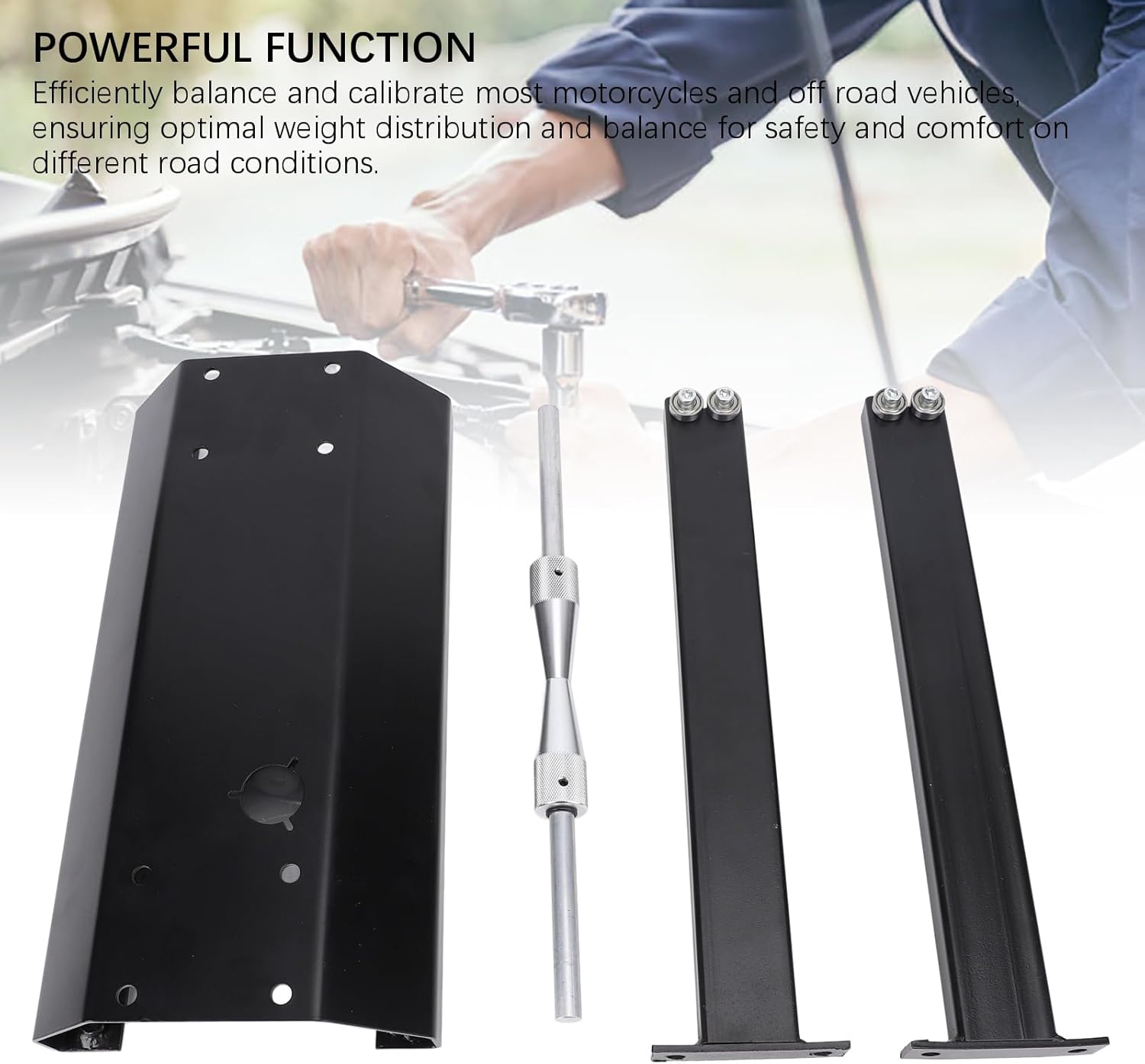 Motorcycle Wheel Balancer Alignment Balancing Tool with Adjustable Centering Cones Heavy Duty Motorcycle Wheel Balancing Stand Black
