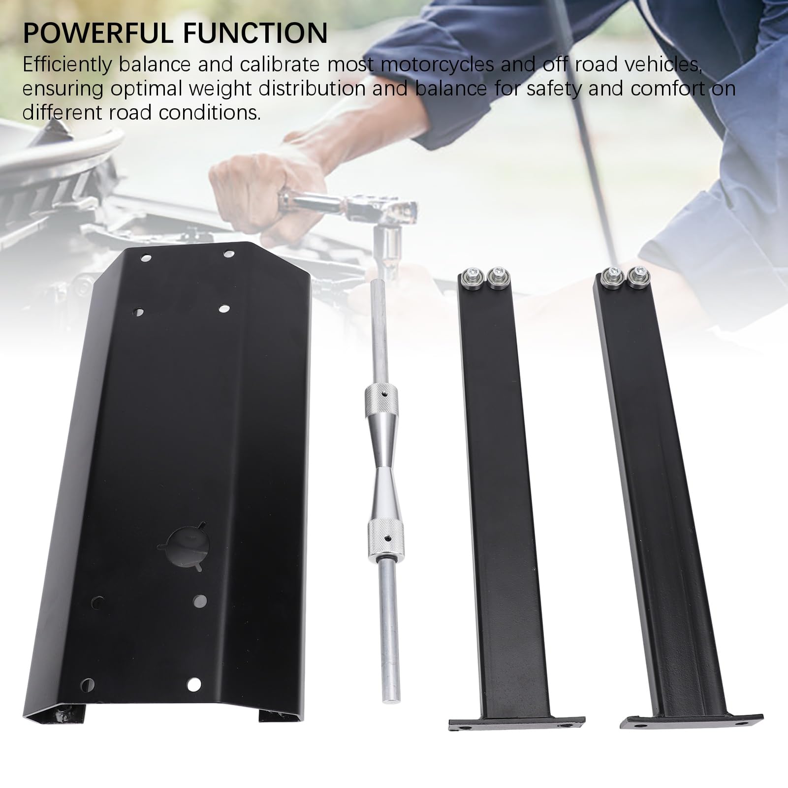 Jiawu Equilibrador de Ruedas de Motocicleta, Conos de Centrado Ajustables, Equilibrador de Neumáticos de 13 de 8 Mm a 28 Mm, Soporte de Equilibrio de Ruedas con Diseño Desmontable Portátil para