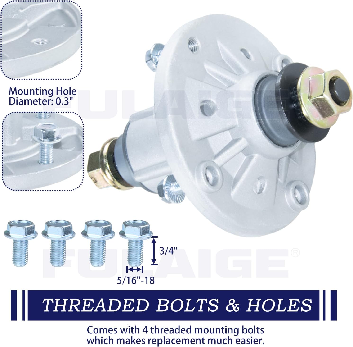 2 Pack GY21098 Spindle Assembly Replaces AUC15811 Mower Deck Drive Spindle GY20454 GY20962 Fits 42" 48" Deck John Deere D105 D110 D125 D130 D140 D160 E100 E130 E140 E170 LA105 LA145 Mower