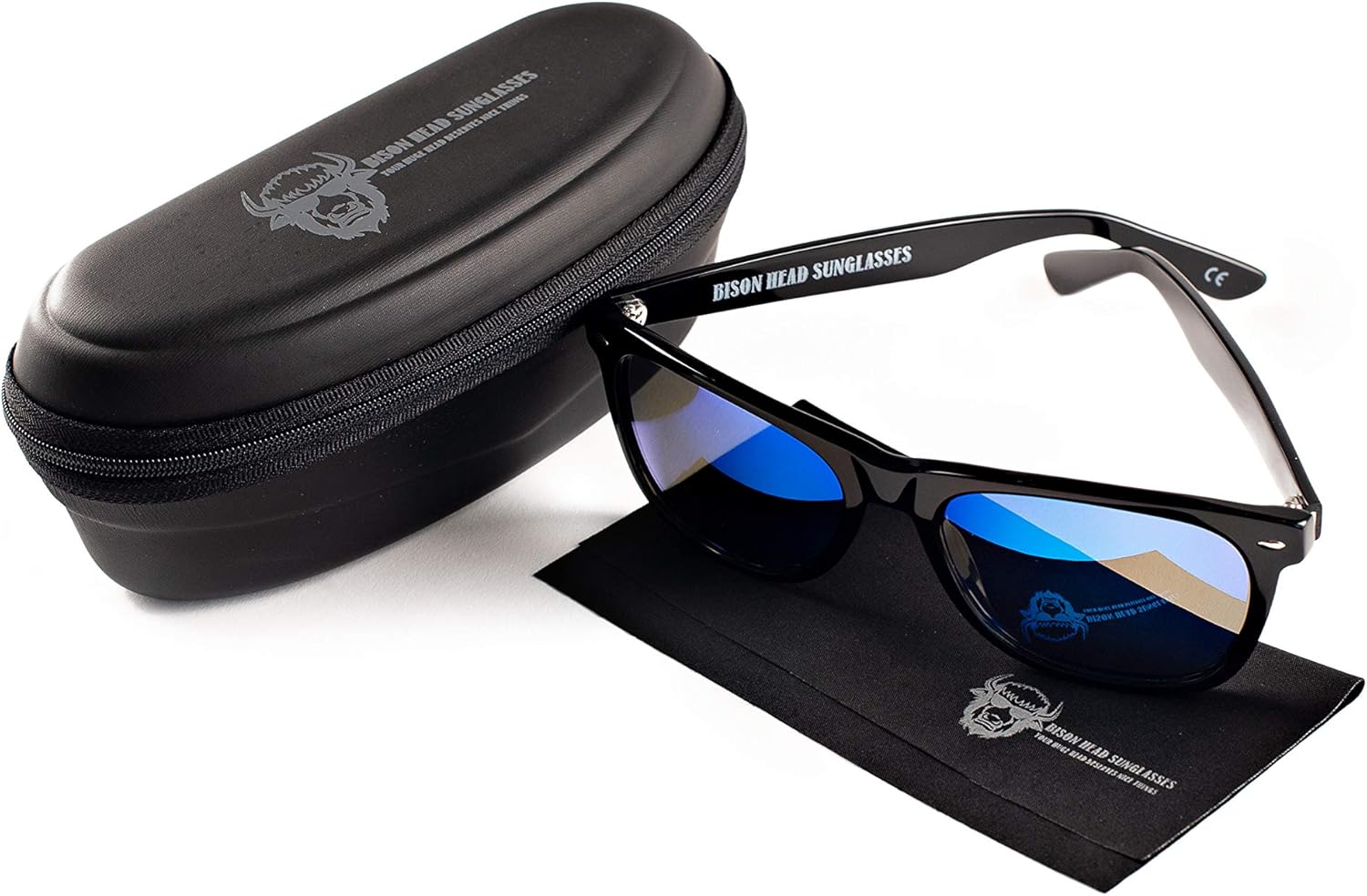 Bison Head classic style Sunglasses XXL (Blue)