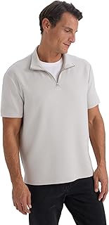 ديفاكتو تي شيرت ذكي كاجوال محبوك بقصة عادية وياقة واقفة واكمام قصيرة للرجال B6502AX