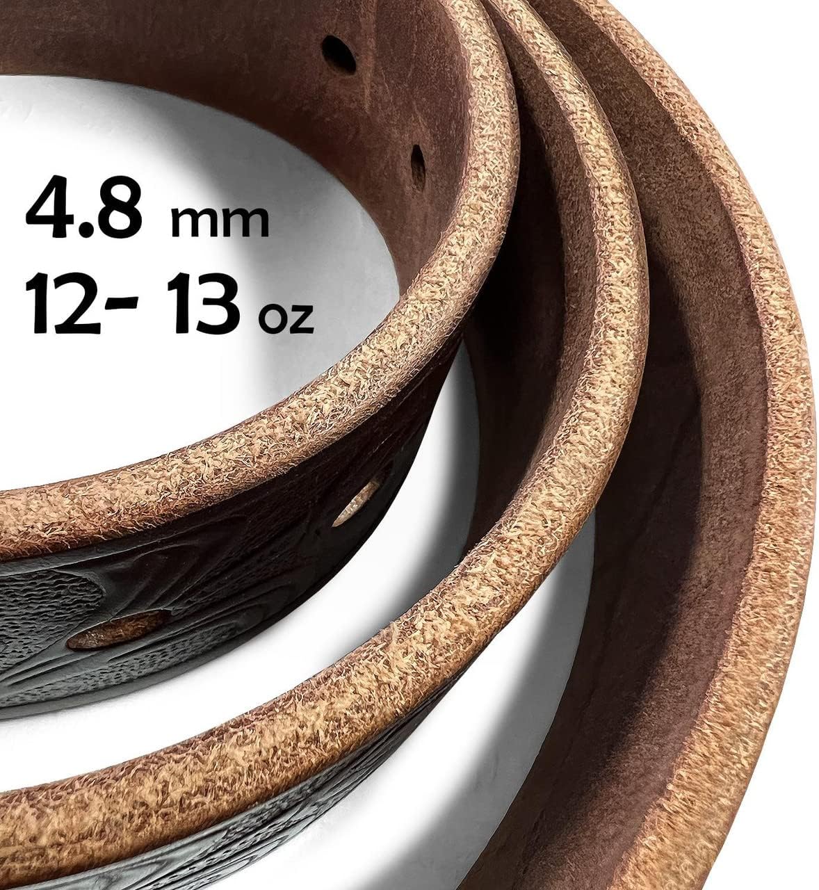 100% One-Piece Full Grain Leather Belt Straps with No Slot Hole/Slot Hole/Heavy-Duty, Multi Options 1-1/2" (38mm) Wide - Image 6