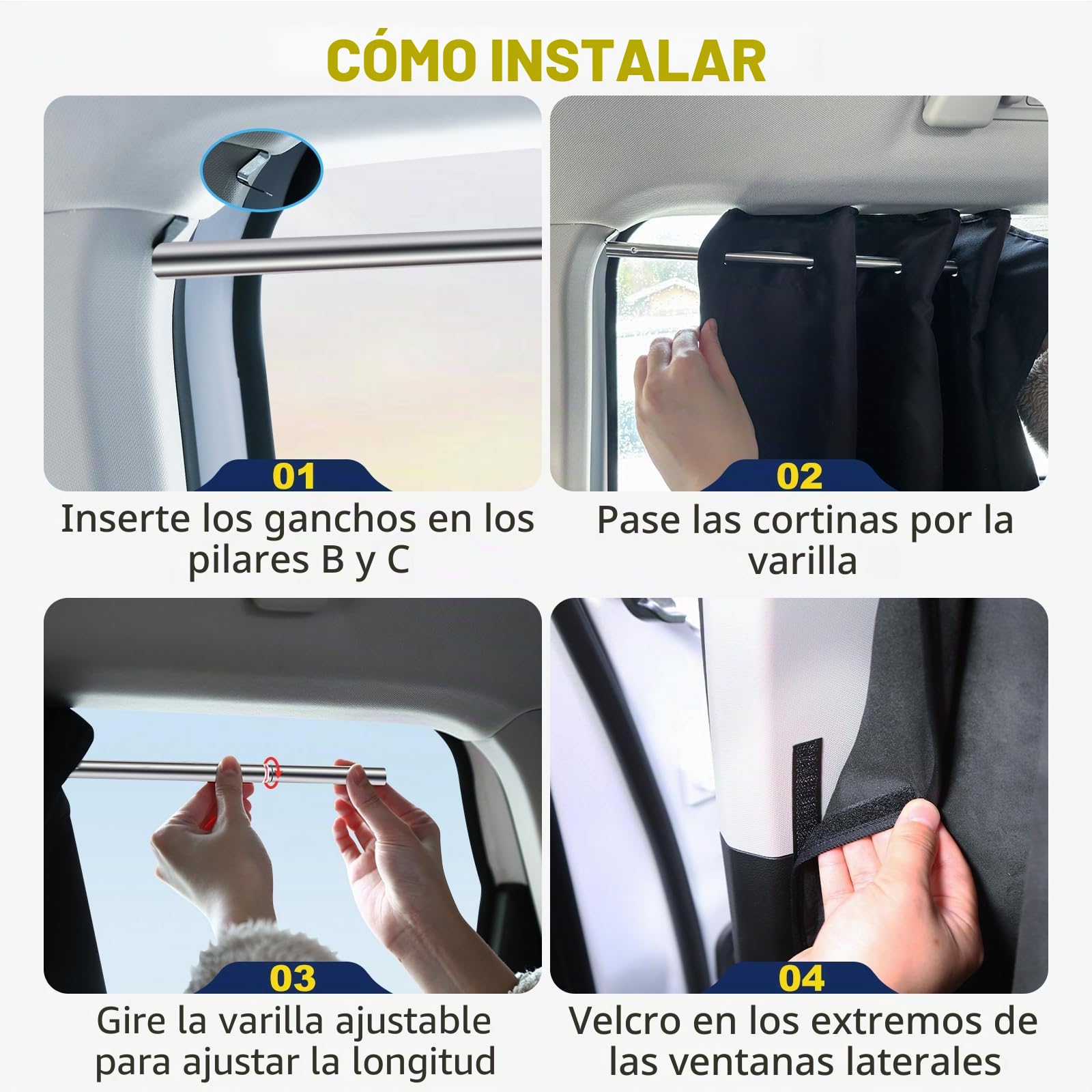 ZATOOTO 180 * 126 cm Cortinas Divisorias, Privacidad Parasols para Camper | 3 Piezas, Ante Sintético, Instalación Con Barra, Botón Magnético, Cortina Divisoria Desmontable, Oscurecimiento
