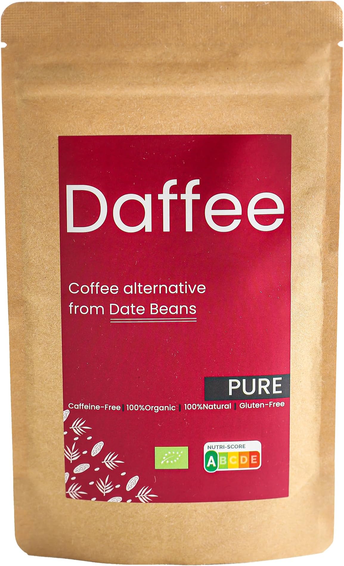 Daffee - Coffee Alternative made from Ground Organic Date Beans | Natural Flavour | Natural Caffeine Free Coffee Replacement โ Decaf Coffee Substitute - No CAF | Nutri Score A (125g)