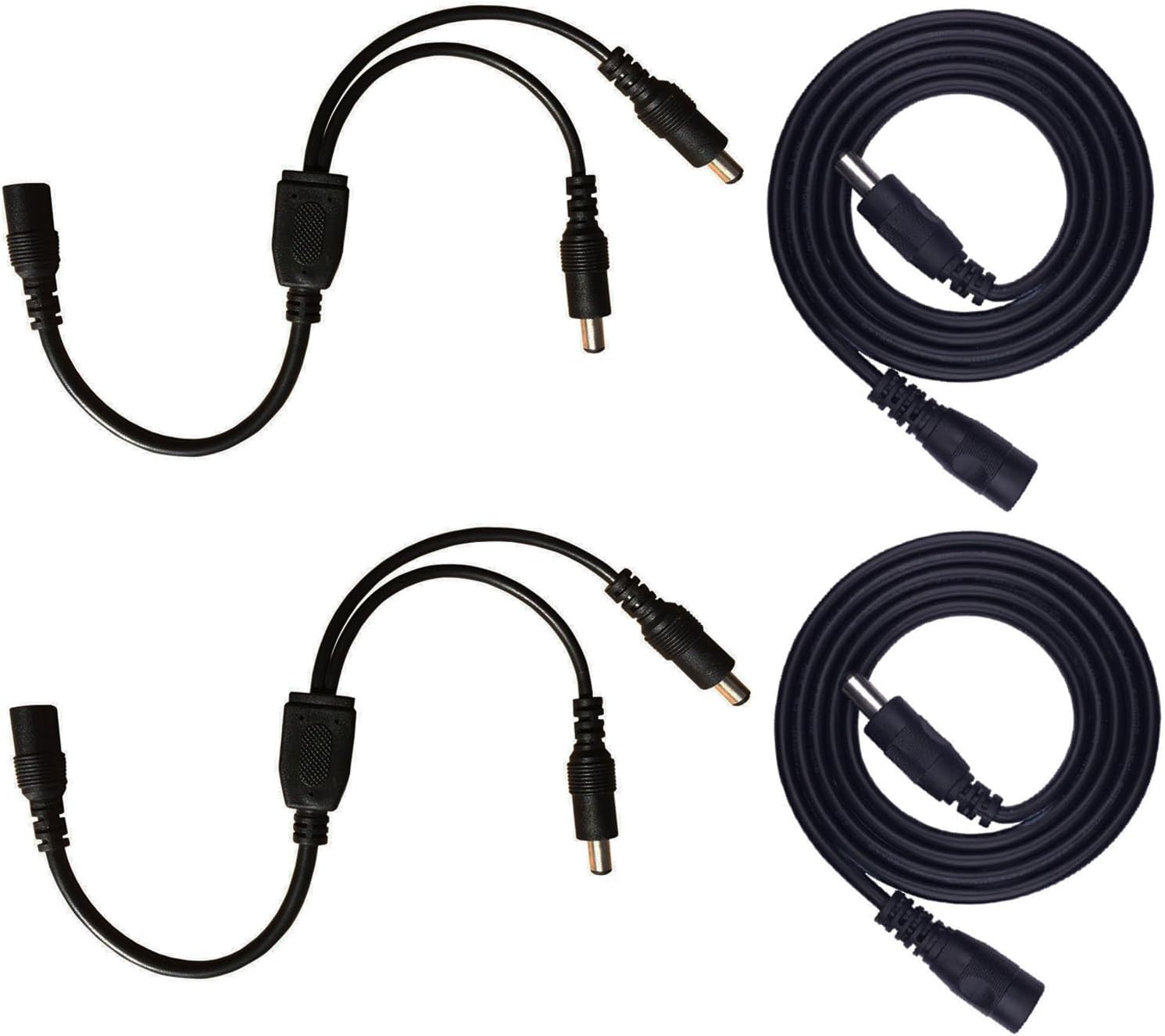 DC Power Adaptor 1 Female to 2 Male 5.5mm X 2.1mm DC Splitter Cable,DC Power Supply Branch Cable for CCTV Camera,LED Strip Light DC Jack Splitter(1to2 splitter)(2 pcs/pack)