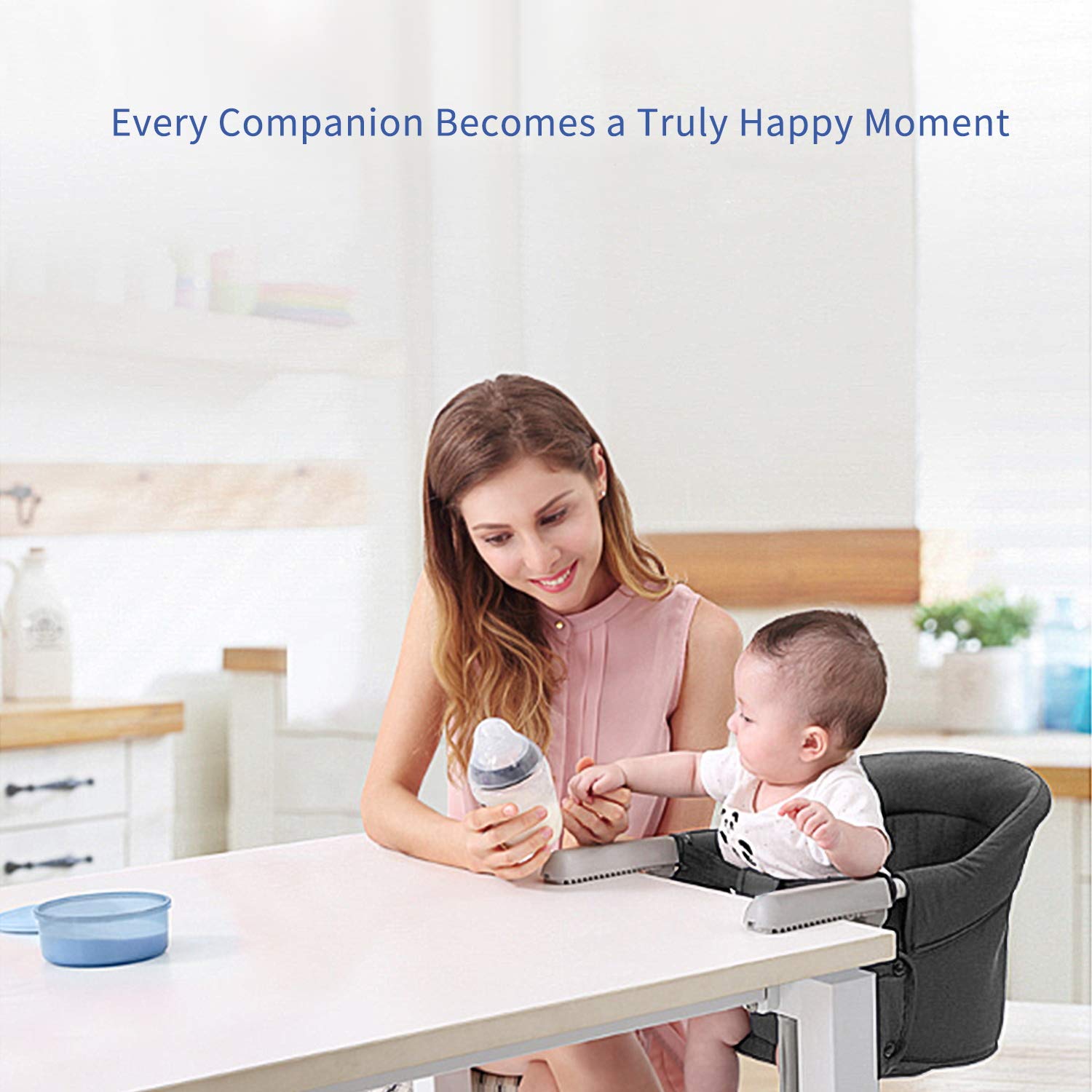 ANTEN Hook On High Chair, Dining High Chairs for Babies and Toddlers, Washable Feeding Seat, Tight Fixing Clip on Table High Chair (Black) : Baby