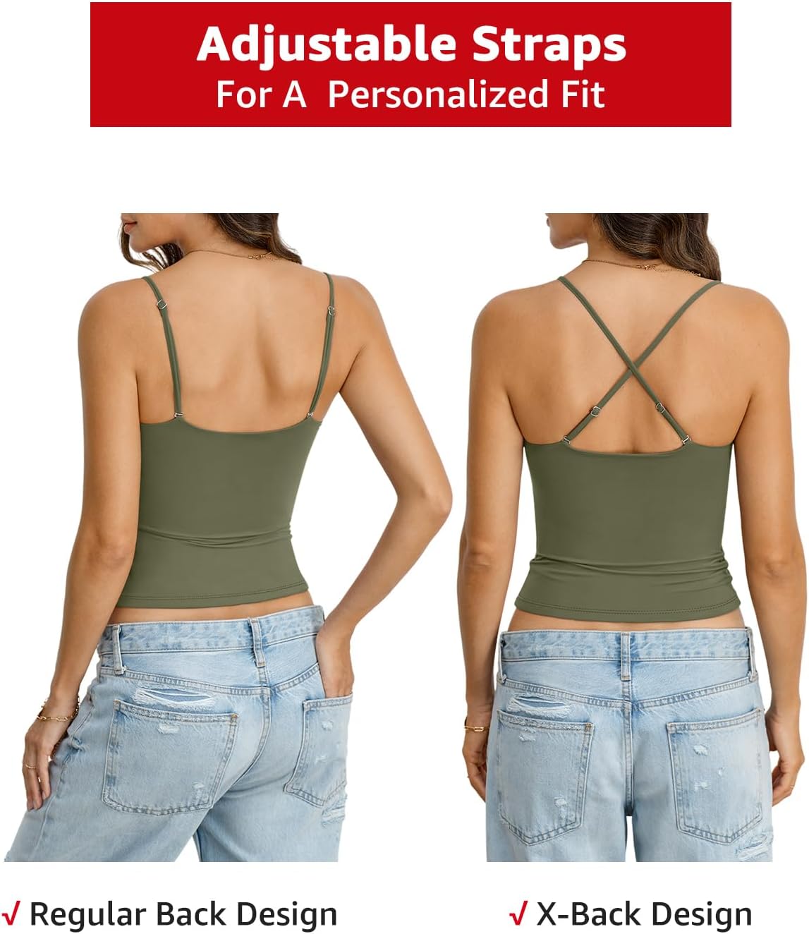 Womens Double Lined Padded Crop Cami Tops Fitted Spaghetti Strap Tank Top Summer Basic Shirt Y2K Going Out Tops image 4