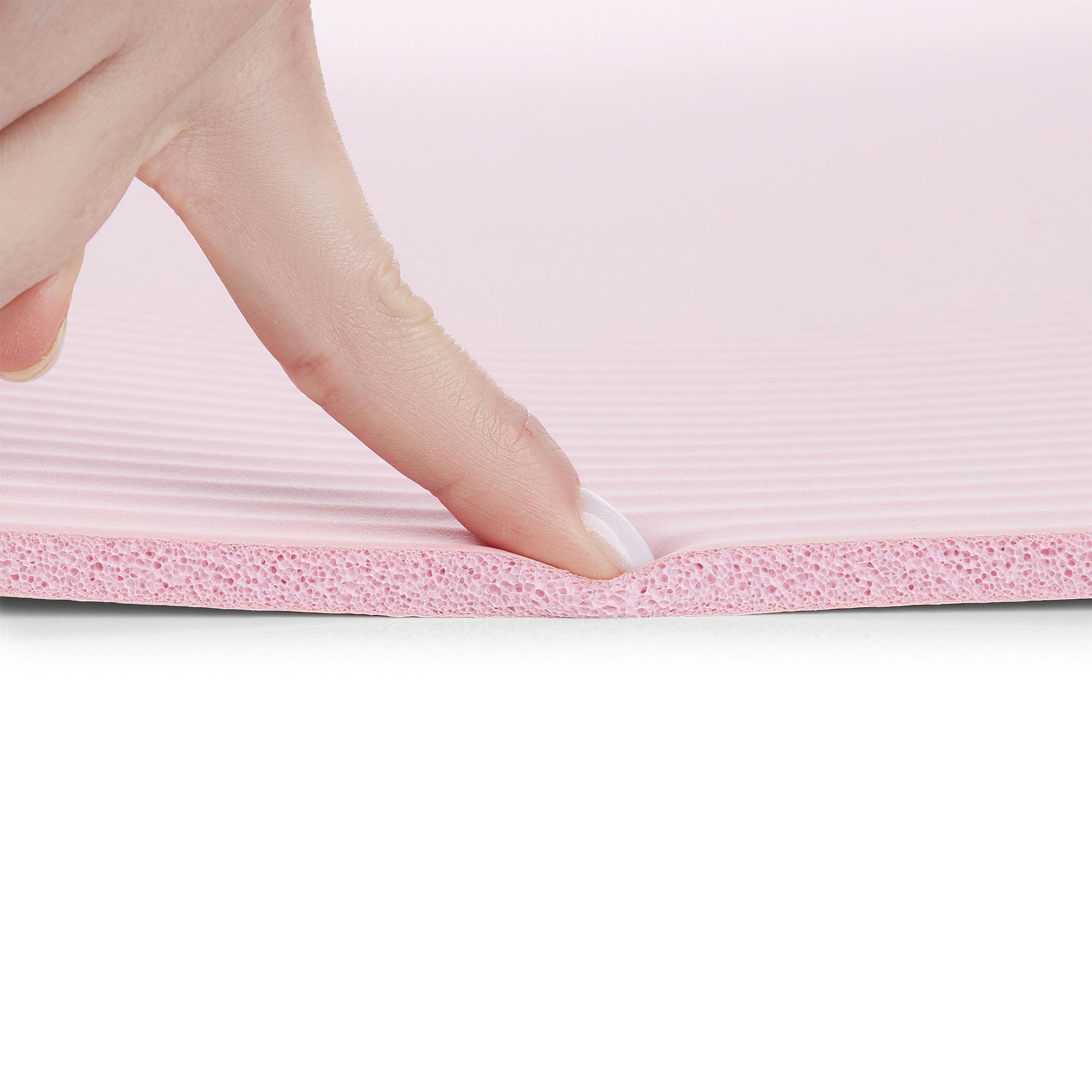 HyperMotion Mata do Ćwiczeń Fitness i Jogi NBR 183x61x0,8 cm Różowa, Antypoślizgowa, 8 mm, z Paskiem do Ćwiczeń i Przenoszenia, do Jogi, Pilatesu i Stretchingu
