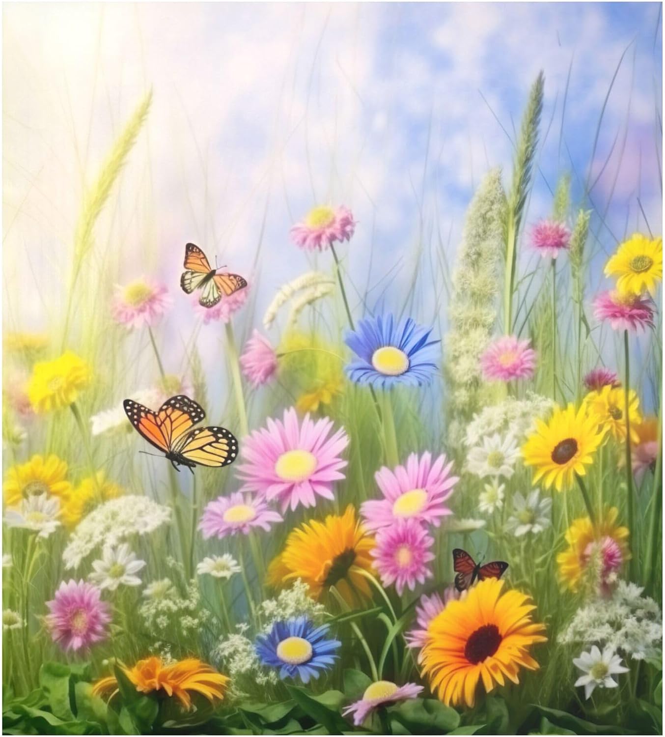 Garden Wildflower Dishwasher Magnet Cover, Anti-Scratch Decorative Magnetic Stickers for Fridge Dishwasher Panel, Home Kitchen Personalized Decoration 23 x 26 Inch