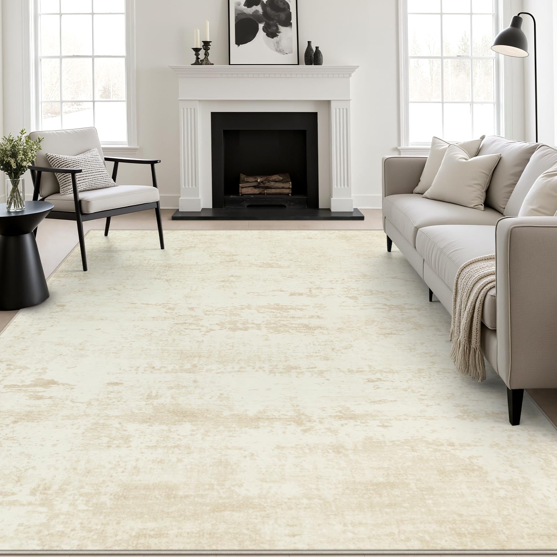FXRHLP 10x12 Area Rug Living Room: Modern Washable Indoor Carpet Beige | For Bedroom Dining Room Farmhouse Nursery Hallway Office,Modern Abstract,Machine washable,Non-Slip,Stain Resistant,Indoor